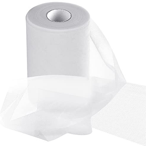 RANJIMA Rollo Tul Blanco, 30cm x 100Y Rollo de Tul Blanco, Bobina de Tul, Carrete Tulle Manualidades para Manualidades DIY, Sillas, Tutú Falda, Decoración de Boda, Envolver Regalos