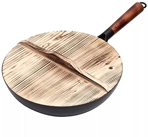 BONOCO Pentola in Ferro Senza Rivestimento Padella in Ghisa Uso Generale per Fornelli a Gas e a Induzione Pentole Wok Cinese Utensili da Cucina Bruciatore Wok (Color : A Size : 32cm) (Color : A)