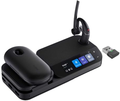 Yealink BH71 Bluetooth Earpiece Workstation, Cordless Office Headset with Noise Cancelling Microphone, Speaker, Wireless Charger, USB 3.0 Hub, Connection to Office Phone, Mobile Phone, PC, Teams Zoom