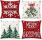 ILovDaisy Weihnachtskissenbezug 45x45 cm, 4 Stück Kissenbezug Weihnachten, Feines Leinen Kissenhülle Weihnachten, Weihnachtsdeko für Wohnzimmer Schlafzimmer