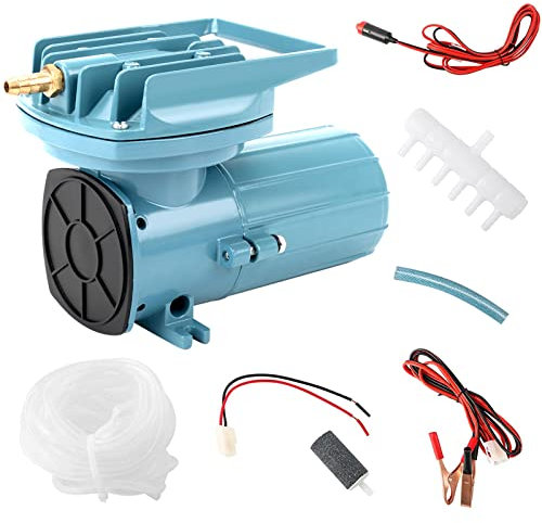 Aquarium Air Pump, Bubbler Pond Aerator, DC 12V Pond Air Pump Oxygen Aerator with Car Cable for Outdoor Fishing, Aquarium, Fish Tank, Fountain, Seafood Restaurant (130W)