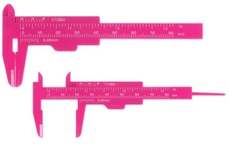QUARKZMAN 10Stk Mini-Plastik-Messschieber 80mm 3 Messschieber Hot Rosa | Schieblehre Tragbares Lineal Messwerkzeug (Metrisch/Zoll)