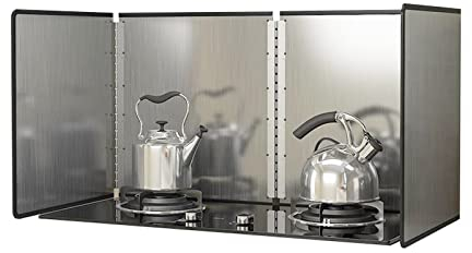 Protector Contra Salpicaduras, Placa Antisalpicaduras De Acero Inoxidable,Protector Salpicaduras Pared Antisalpicaduras Cocina Plegable 4 Caras Cubre Salpicaduras De Sartén Protector Salpicaduras Coci