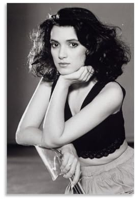 GOORAL Winona Ryder Poster auf Leinwand, Wandkunst, dekorativ, Schlafzimmer, modernes Zuhause, 20 x 30 cm, Schwarz / Weiß