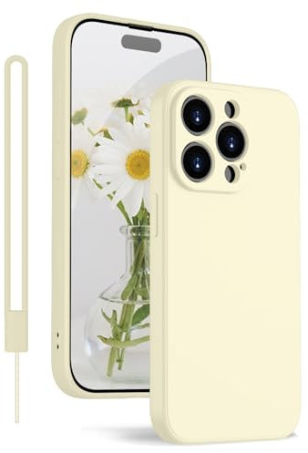 KPPIT for iPhone 13 Pro Max Case Silicone,Shockproof Cover with Microfiber Lining 6.7 inch,Full-Body Protective for iPhone 13 Pro Max Phone Case(Antique White)