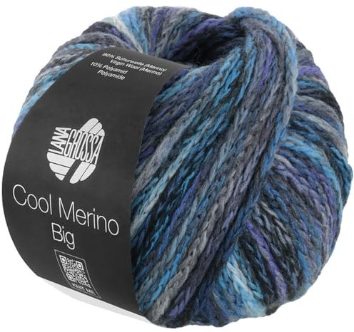 LANA GROSSA Cool Merino Big Color | Voluminöses Kettengarn aus klassischer Merinowolle | Handstrickgarn aus 90% Schurwolle & 10% Polyamid | 50g Wolle zum Stricken & Häkeln | 90m Garn FB 410