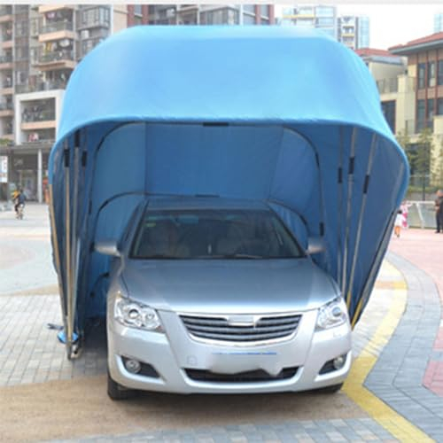 Halbautomatischer, hydraulisch zusammenklappbarer Carport, abnehmbarer und einziehbarer Carport zum Parken von Autos, abschließbarer, langlebiger Unterstand (blau 5,9 x 2,5 m/19 x 8 Fuß) (blau 5,5 x