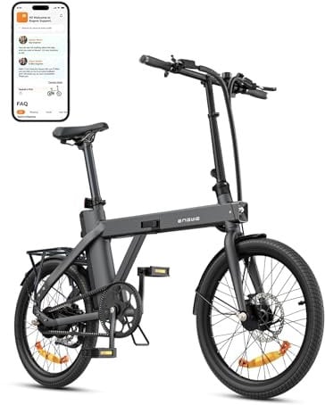 ENGWE P20 Folding Electric Bicycle | Removable Battery | 36V 9.6Ah for 100km | Motor 250W | Torque Sensor | Oil Brake | 18.5kg E-bike | Urban Commuter Trip