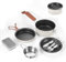 Odoland 10pcs Camping Geschirr Set, Hochwertiges leichtes Kochset mit Teller Schüssel Gabeln Messer Löffel - Perfekt für Backpacking, Camping, Wandern und Picknick Weiß