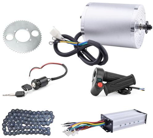 Kunray Electric Go Kart Motor 48V 1000W 3500RPM High Speed Electric Brushless DC Motor with 3 Speed Ebike Throttle, Electric Dirt Bike Motor, for Electric Scooter Motorcycle DIY Part (No Bracket)
