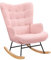 DIYHOM Schaukelstuhl Sessel, Teddystoff Gepolsterter Stillsessel Relaxstuhl für Wohnzimmer, Schlafzimmer, Schaukelsessel bis 130 kg belastbarkeit, Rosa 75 x 68 x 92 cm