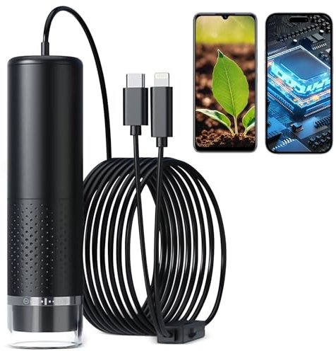 Handy Mikroskop, Taschenmikroskop, USB Mikroskop Microscope für Kinder 10 Bis 200X Tragbares Mikroskop Digital, 3 Stufen Einstellbar LED Lights Mikroskop1 Digital für iOS& Android (Bildungsgeschenk)