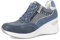 inblu Scarpe da Ginnastica Donna Colorate e Strass Laterali con Leggero Tacco, Chiusura con Lacci e Cerniera, Jeans, 40 EU