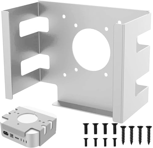 YushengTai Supporto per Mac Mini m4, supporto da tavolo VESA per Mac Mini m4, supporto in metallo per computer desktop, Under Desk Stand Holder, accessori da parete, per Office Home, argento