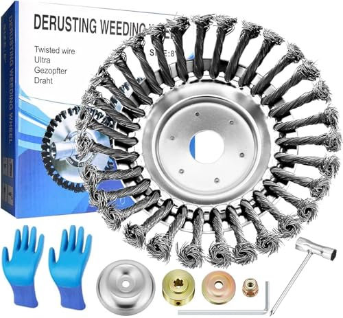Débroussailleuse à Fil métallique, Brosse de désherbage Professionnelle pour débroussailleuse, diamètre de 25,4 mm, pour Herbes Sauvages, pour Un démoussement Efficace, 8 inch