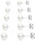 HABNI 5 Paires De Boucles D'Argent 925 Perles Boucles D'Oreilles Perles Boucles D'Oreilles Pour Les Femmes Perles D'Eau Douce Blanches Oreille Bijoux 4Mm/5Mm/6Mm/7Mm/8Mm