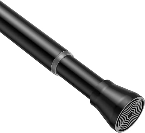 Fvonzn Gardinenstange ohne Bohren & Duschvorhangstange 73-163CM - Teleskopische Klemmstange für Vorhänge & Dusche - Verstellbare Spannstange zum Klemmen - Schwarz - 1 Stück