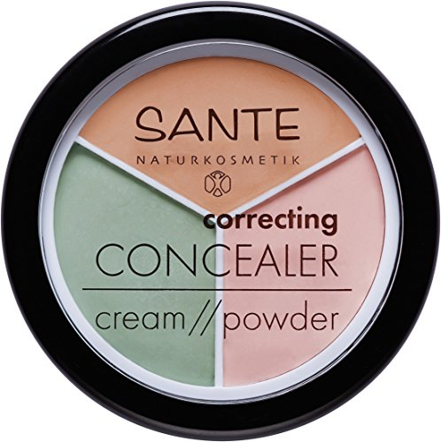 SANTE Naturkosmetik Correcting Concealer 3in1, 3 Farbnuancen zur Abdeckung von Schatten & Makeln, Vegan, 2x6g Doppelpack