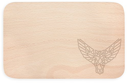 JUNIWORDS Frühstücksbrettchen aus Holz mit Origami-Muster - Wähle ein Motiv - Eule