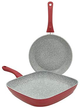 Tognana Set Padella E BISTECCHIERA in Alluminio Rosso