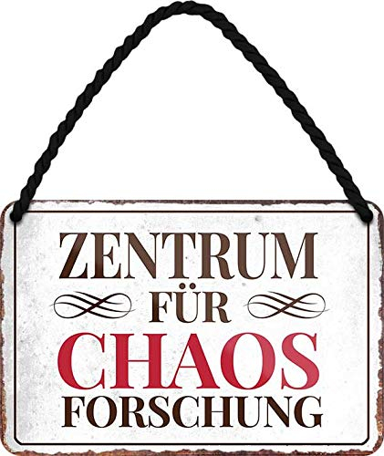 schilderkreis24 - Blechschilder Lustiger Spruch: “Zentrum FÜR Chaos FORSCHUNG.” Deko Hängeschild Geschenk zum Geburtstag oder Weihnachten 18x12 cm