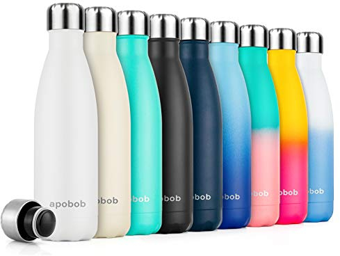 Apobob Bouteille Isotherme 500ml 750ml - Gourde Isotherme - 24h Froid et 12h Chaud - Etanche, Sans BPA - Gourde Inox Reutilisable Bouteille d'eau pour Sport, Voyage, Bureau, Randonnée