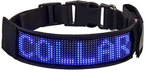 Leadleds Bluetooth-LED-Hundehalsband, wiederaufladbar über USB, leuchtendes Haustier-Sicherheitshalsband, blaues Licht, Größe M (37–50 cm)