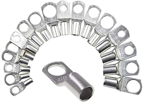 Rohrkabelschuhe 10 Stück Kabelschuhe Quetsch unisoliert M4 M5 M6 M8 M10 M12 1,5mm² - 120mm² Kupferrohr Kabel Verzinnt (16 mm² - M6)