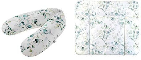 Rotho Babydesign Stillkissen-Set Multi, 190 x 35 cm, Inkl. Breite Wickelauflage, 85 x 72 cm, ab 0 Monate, Natural Leaves