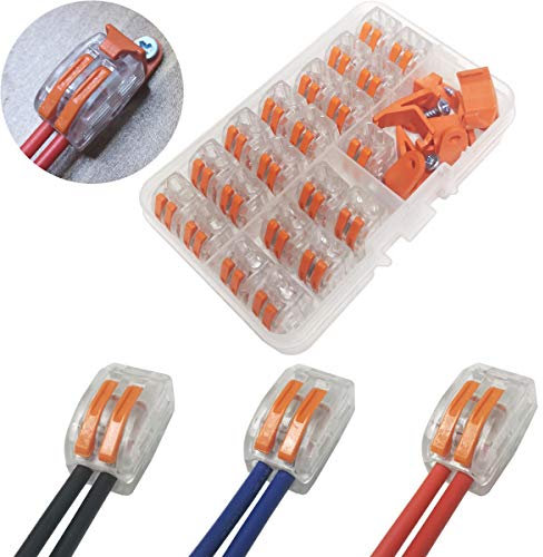 Morsettiere elettriche,CTRICALVER Capicorda a Morsetto a Leva Connettore cavo elettrico Kit di morsettiere,Blocchi connettori elettrici 21 Pezzi 2 Porte.