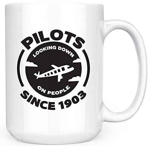 Artisan Owl Beidseitig bedruckte Kaffeetasse mit Pilots Looking Down on People Since 549 - 425 ml Keramik 15 oz Modern White Wiederverwendbar
