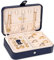 Voova Travel Jewellery Box Organiser for Women Girls, PU Leather Small Jewelry Storage Case with Smart Earrings Plate,Mini jewlerrying Display Holder for Earrings Rings Necklace Bracelets, Dark Blue