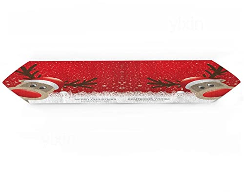Aotiwe Tischband Herbst, Tischläufer Weihnachten aus Bettwäsche aus Baumwolle Elch Stil 6 41x183CM für Feiertage Partys Hochzeit Dekor