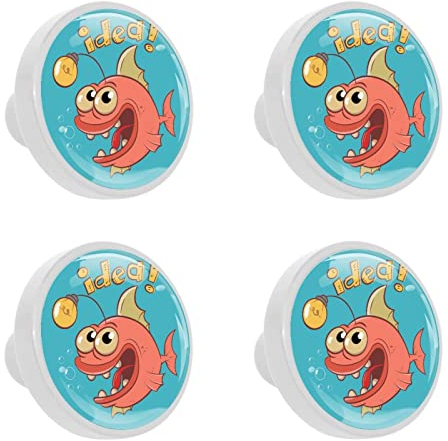Möbelknopf Fisch Möbelgriffe Kinderzimmer 4 Stück Schubladenknopf Bunte Knauf Schrankgriffe Kristall Türknauf Für Jungen Und Mädchen 3.3x2.5 cm