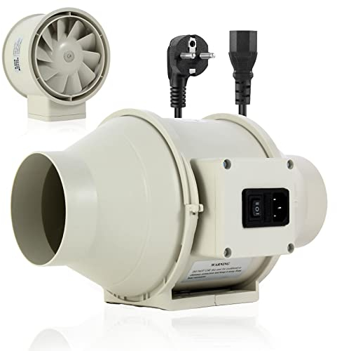 FanGoFast Extracteur d'air 100mm Réglable, 230V Ventilateur extracteur d'air Silencieux avec IEC EU Plug ent 1,5 m de Cordon d'alimentation EU pour VMC Salle de Bain, Cuisine et Garage