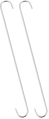 sourcing map 2 Stück S Haken Aufhängen 16 Zoll/400mm Extra Langer Stahlbügel, für Innen und Außenbereich Garten Badezimmer Schrank, Werkstatt Küche Silber Ton