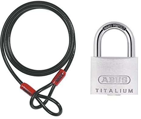 Abus Cobra Câble 2 boucles Noir 500 cm & H19 56198 Cadenas à clé extérieur Titalium 64TI/45