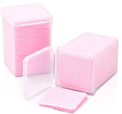 Vesaneae 400 Stück Nagellackentferner Wattepads, Nagel Wischen Baumwolle Pads, Fusselfrei Nägel Wattepads, Acryl Nail Art Gel-Entferner Reinigungspads für Nagelkunst, UV-Gel, Nail Polish (Rosa)