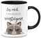 Tassenbrennerei Original Katzen Tasse mit Spruch Lass mich Ich muss mich da jetzt reinsteigern - Büro Kaffeetasse lustig - Geschenk Kollegin (Schwarz)