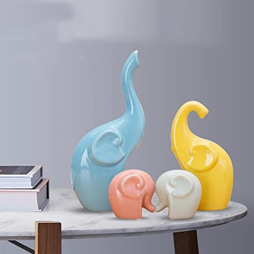 kiss me 2pcs Loving Elephant Statue, Couple Elephants Ornaments Home Accessories Decorative Elephant Figurines Animals Figurine Porcelain Sculptures Birthday Presents (D)
