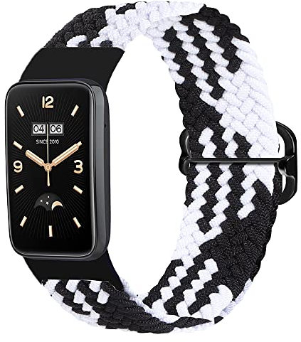 Wandeful Armband Kompatibel mit Xiaomi Mi Band 7 Pro Armband, Einstellbar Elastizität Nylon Ersatzbänder Ersatz (Schwarz/Weiß)