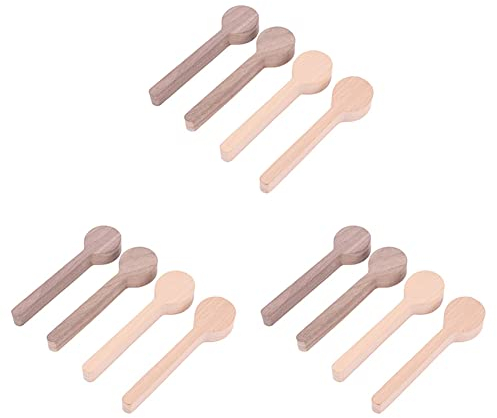 Wood Carving Spoon Beech and Walnut Wood Unfinished Wooden Craft Whittling Kit for Whittler (12Pcs)