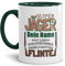 Tassendruck Tasse selbst gestalten - mit Name Personalisieren - mit Spruch - Super Jäger mit Flinte - Geschenkidee für Jäger, Jagd, Waidmann | Innen & Henkel Dunkelgrün, 300ml