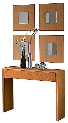 Miroytengo Mueble Recibidor Cosola con 4 Espejos Lupe 100x76x30cm Color Cerezo
