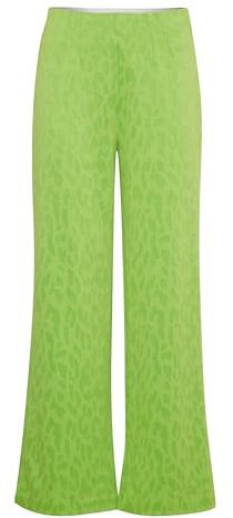 ICHI IHKATE Leopard Jacquard Wide PA Damen Stoffhose Hose 80% Polyester, 18% Viskose, 2% Elasthan Regular fit, Größe:XL, Farbe:Greenery Leo Jacquard (202801)