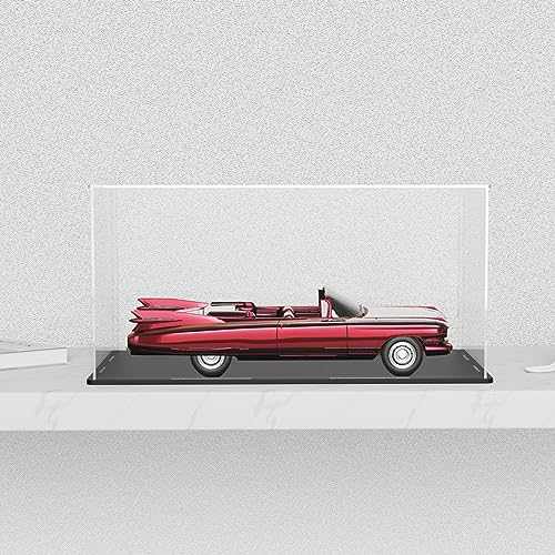 Acryl-Präsentationsvitrine, 10x5x5 Zoll Acrylboxen für 1:24 Modellautos, klare Vitrinen mit mattem schwarzen Boden und Deckel