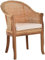 korb.outlet Rattan-Sessel mit Holzbeinen, Sessel aus echtem Rattan - Rattanstuhl Club (Natur mit Teakholz, mit Polster)