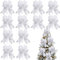 Cindeer 12 Stück Groß Weihnachtsschleifen 16 x 24 cm Weihnachtsbaum Deko Schleifen Christbaum Schleifen mit Schneemuster Weihnachten Ornamente für Weihnachtlich Adventskranz Tür Urlaub (Silbern)