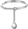 GAUEIOUR Dangling Ball Stacking Rings with Flash Diamond Multi Layer & Smooth Chain, Transfer Bead Tassel Adjustable Rings (Silver)