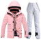 ALSOGO Damen Skijacke & Skihose Set Skianzug 2 teilig Schneeanzug Wasserdicht Warm Winterjacke mit Abnehmbare Kapuzen zum Skifahren Snowboarden Schneejacke Schneehose TY133PK Weiß M